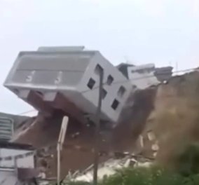 Απίστευτο βίντεο: Κτήριο κατρακυλά στην πλαγιά λόφου και καταλήγει στον δρόμο - Δείτε το - Κυρίως Φωτογραφία - Gallery - Video