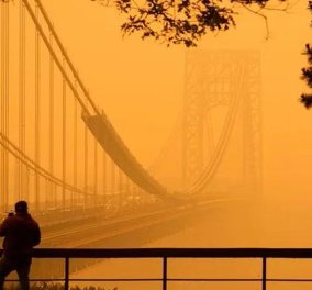 Μάσκες ξανά στη Νέα Υόρκη αλλά όχι για κορωνοϊό - Η τοξική αιθαλομίχλη από τις φωτιές στον Καναδά