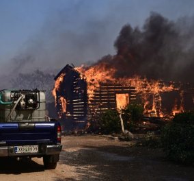 Φωτιά στον Κουβαρά Αττικής - Μήνυμα του 112 για προληπτική απομάκρυνση των κατοίκων σε Λαγονήσι, Σαρωνίδα και Ανάβυσσο (βίντεο)