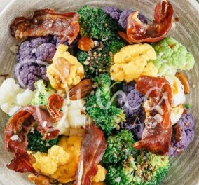 Ντίνα Νικολάου: Σαλάτα με χρωματιστό κουνουπίδι, μπρόκολο και ταχίνι - Λαχταριστή vegan συνταγή