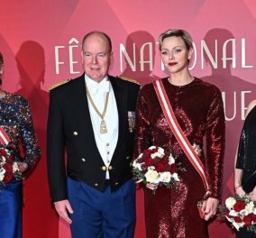 Εθνική γιορτή στο Μονακό: Εντυπωσιακή η Πριγκίπισσα Σαρλίν με τουαλέτα παγιετέ στο χρώμα του κονιάκ - Royal blue για την Καρολίνα - Κυρίως Φωτογραφία - Gallery - Video