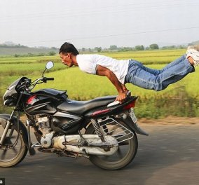 Απίστευτο βίντεο: Ινδός κάνει γιόγκα επάνω σε μοτοσικλέτα με 65 χλμ./ώρα και μας αφήνει όλους άφωνους! 